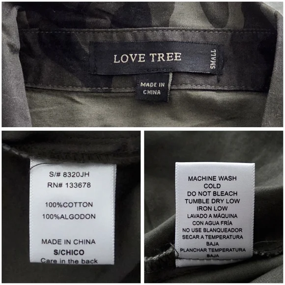 Love Tree Camo Long Sleeve Button Down W/ Red Roses & Pockets, Size Small - Picture 10 of 14